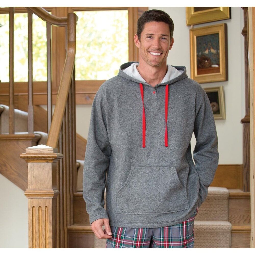 Pajamagram Gray Hoodie Sweatshirt Pocket‎ Mens Size M Hooded Cozy Lounge Sleep